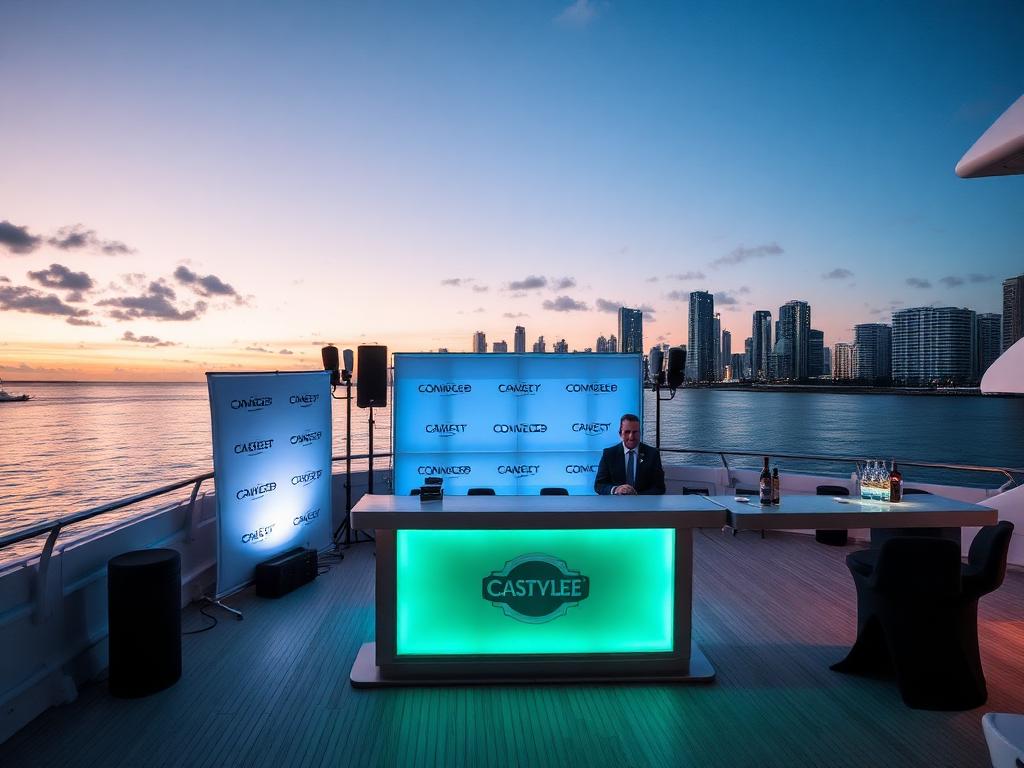 Branded Activations enhancement for corporate yacht events in Miami
