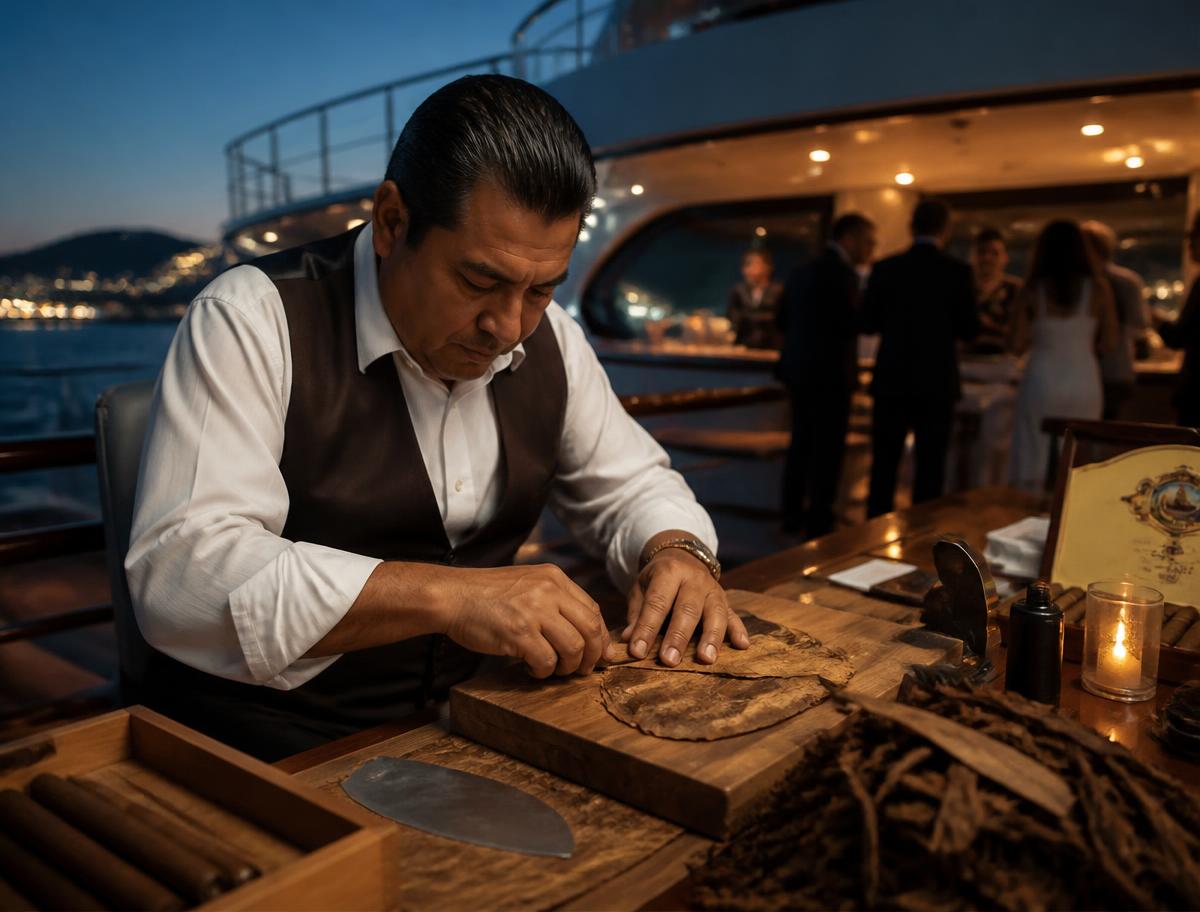 Cigar Roller on a Miami yacht event