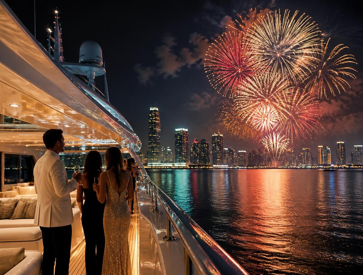 Fireworks on a Miami yacht event